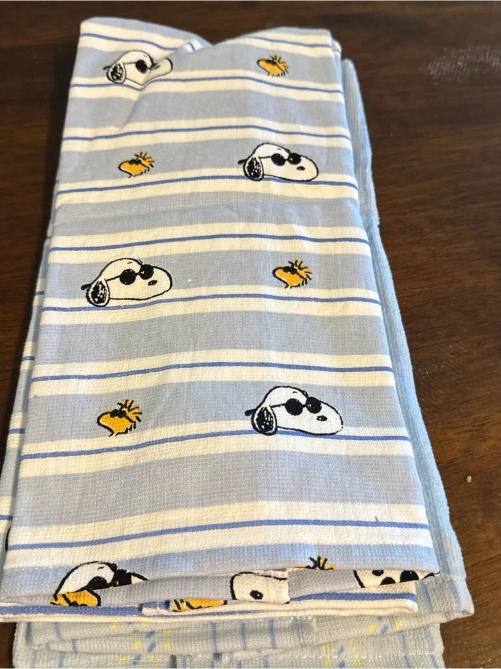 Peanuts Light Blue Stripe Towel with Snoopy & Red Doghouse